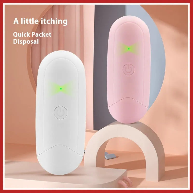 Thermal pulse itching suppressant device in white and pink made from ABS material for insect bite relief