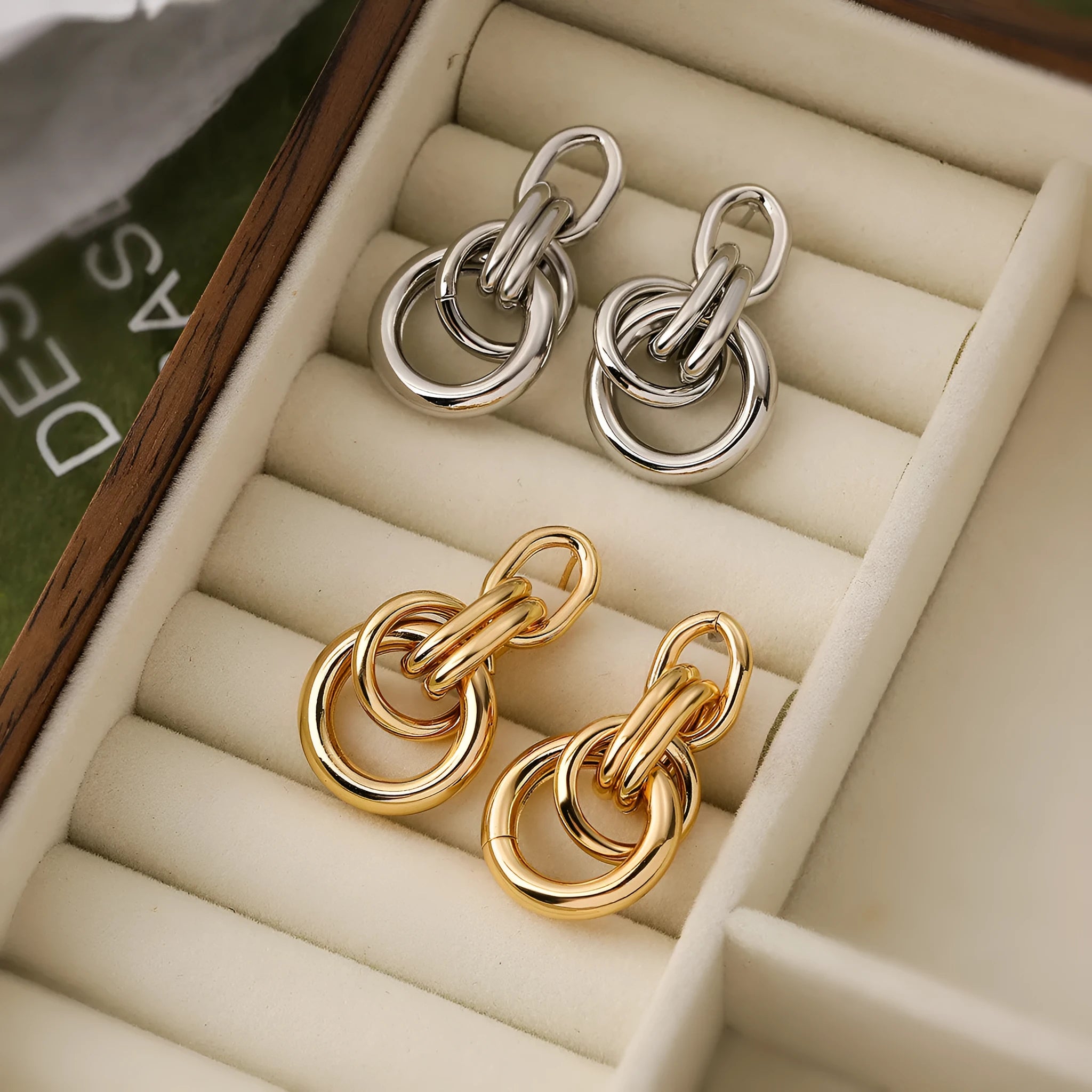 Gold geometric irregular shaped copper earrings for women, INS style statement jewellery