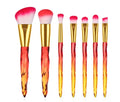 Set of 10 clear crystal diamond foundation brushes with synthetic bristles in a choice of handle colours.