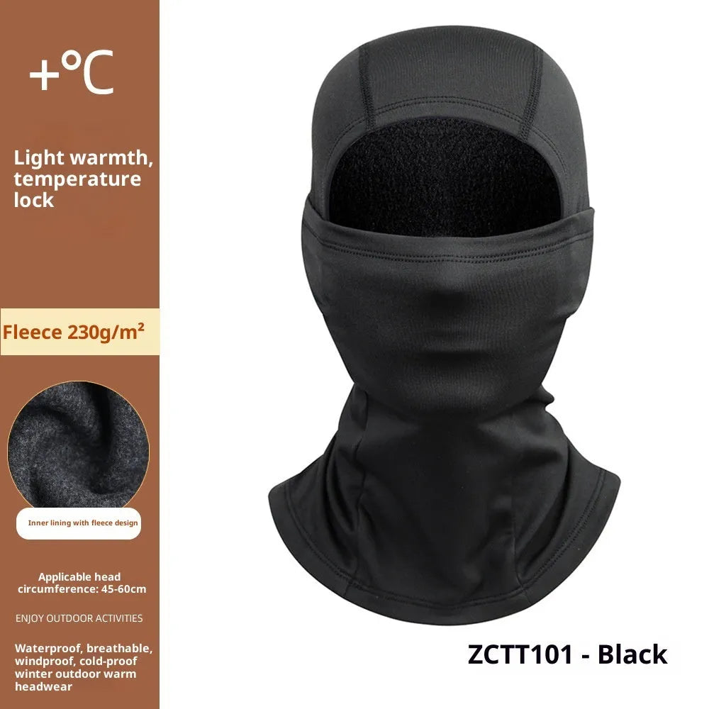 Riding cold-proof windproof outdoor fleece-lined thermal face care ski mask in black for men and women
