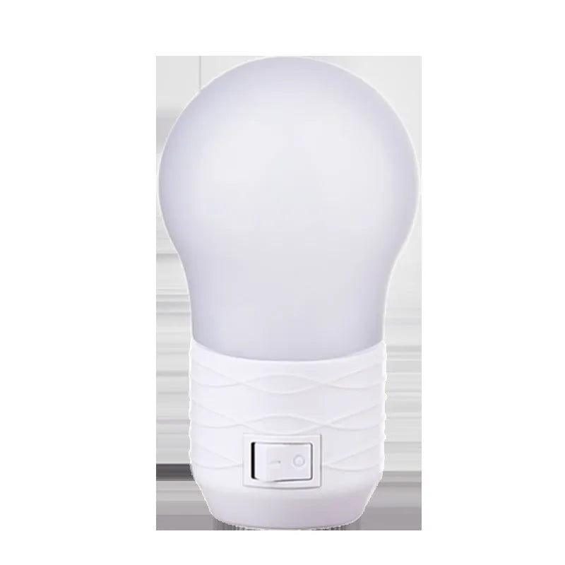 White round plug-in bedside baby night feeding lamp with compact dimensions