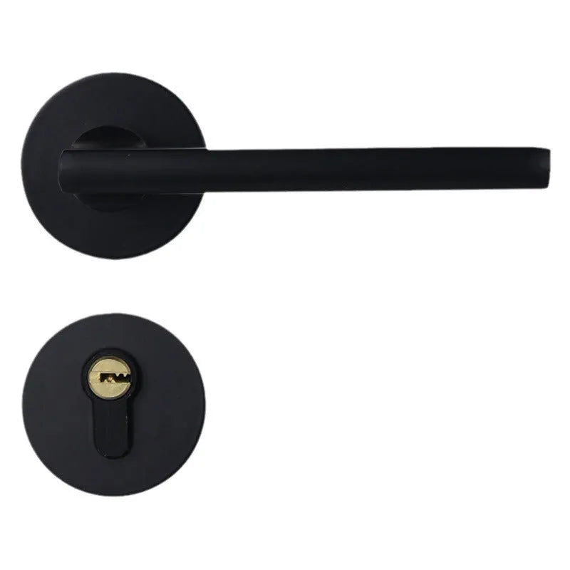 Aluminium split magnetic door lock handle for timber doors in black and silver finish.