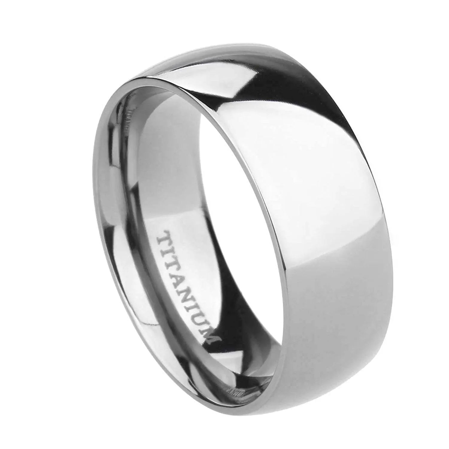 Simple silver titanium steel band ring shown in three width options: 2mm, 4mm, and 6mm.
