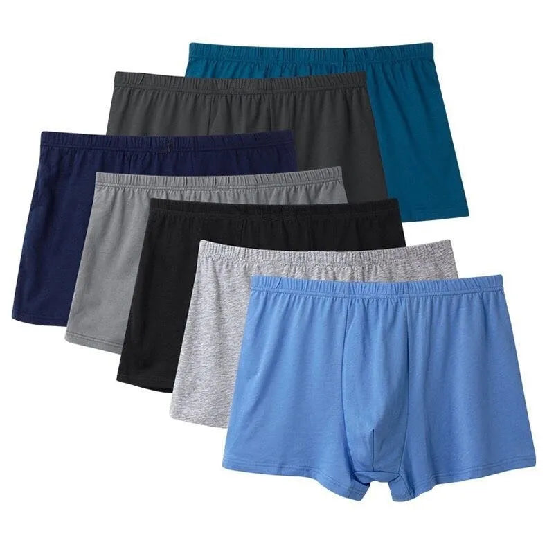 Men's mid-waist cotton boxers in mixed colours, breathable plain weave fabric with antibacterial function
