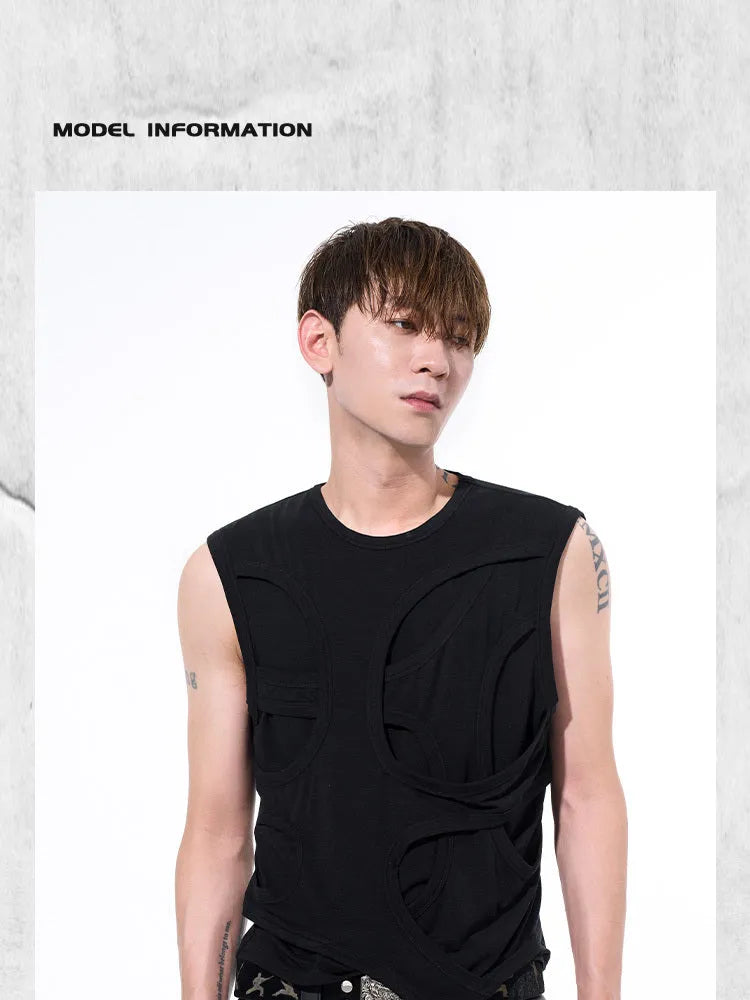 Men's solid colour lyocell vest tank top with round neck collar in black or grey colour