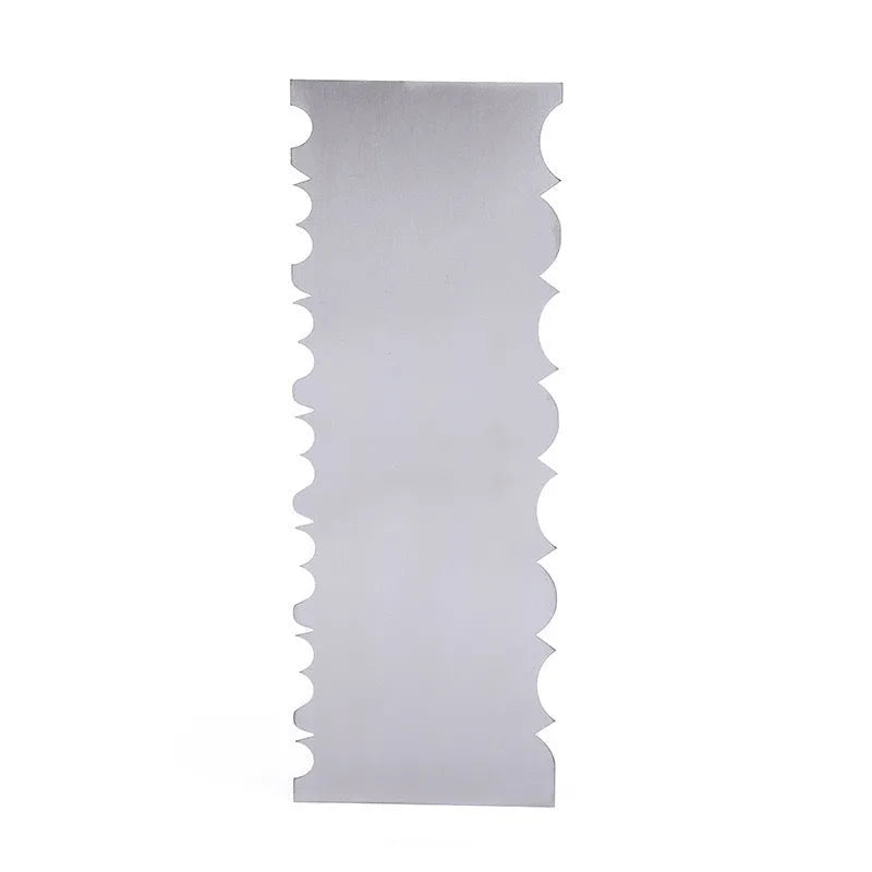Stainless steel cake scraper with polygon pattern design for cake decorating