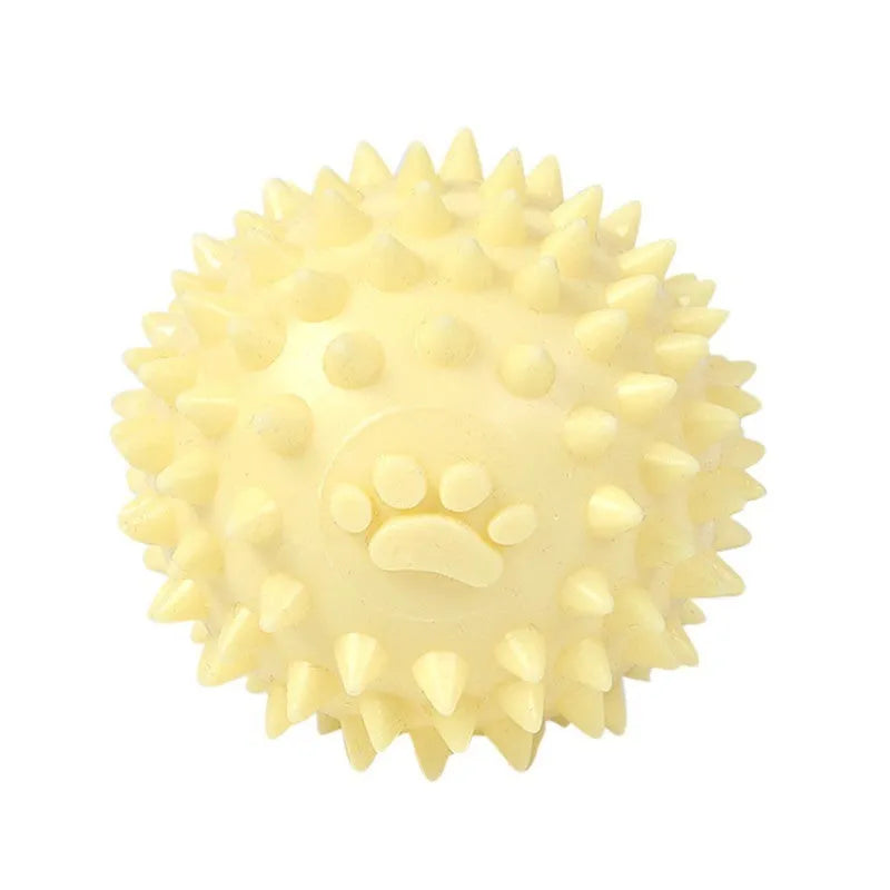 Blue TPR rubber dog chewing toy with textured surface for tooth cleaning, 6cm diameter