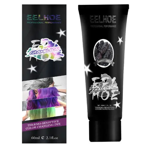Thermochromic colour change hair dye cream in 60ml jar showing heat-activated transition effects