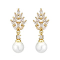 Geometric flower earrings with micro inlaid zircon stones in gold, platinum or rose gold plating