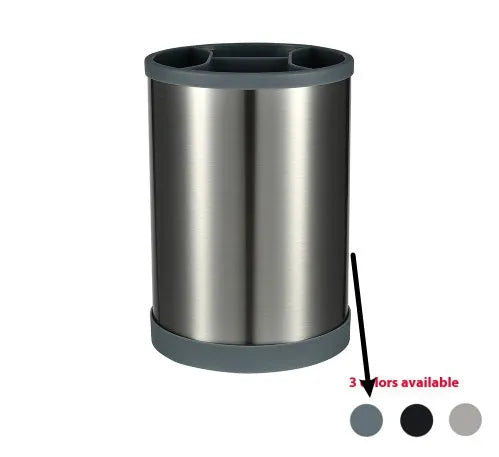 12 piece silicone kitchen utensil set with rotating storage bucket in black, dark grey or khaki colours