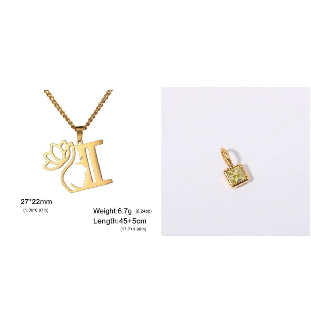 Stainless steel cross chain necklace with pendant in gold or silver electroplated finish
