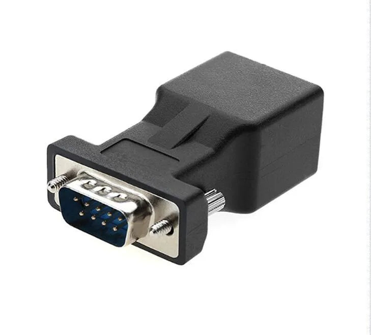 Black alloy VGA to RJ45 adapter male connector with 3cm size for computer Ethernet conversion