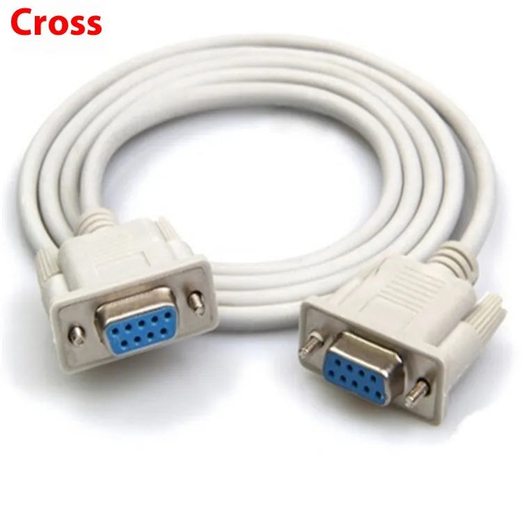 Female to female RS232 serial cable with DB9 connectors, 1.5m length, milky white