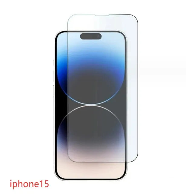 Tempered glass screen protector with 9H hardness for iPhone and Samsung phones.