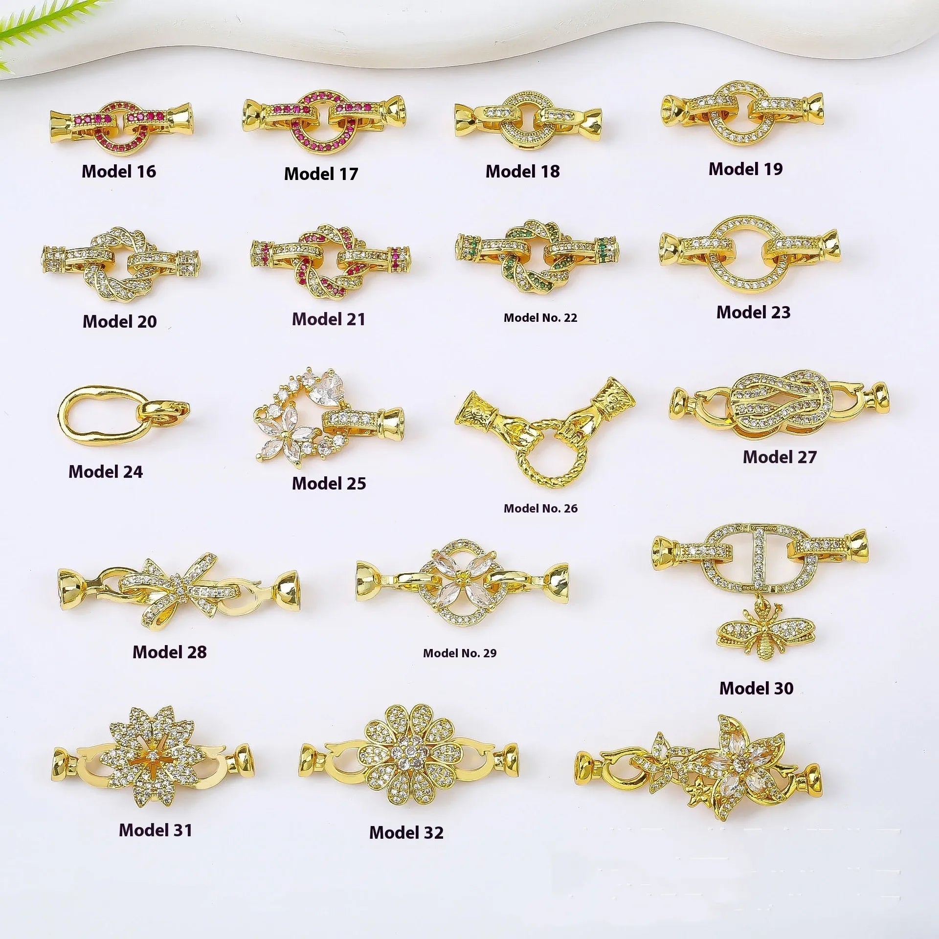 Small gold-plated necklace buckle clasp for DIY jewellery making