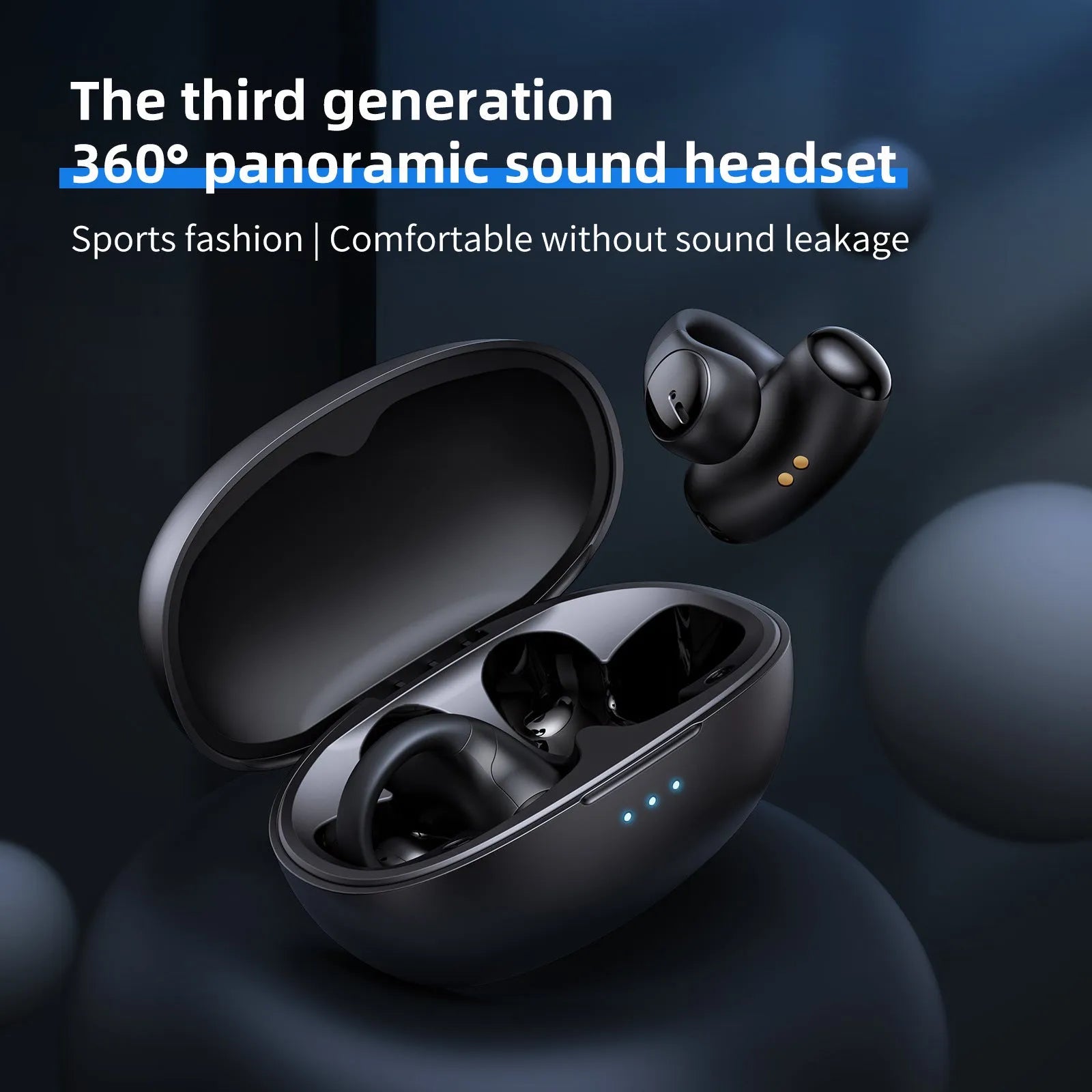 Black Bluetooth sports headset with clip-on ear hook design for gaming and active use