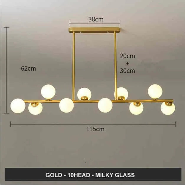 Modern minimalist glass bubble ball chandelier with black iron body and clear glass shades in a Nordic style
