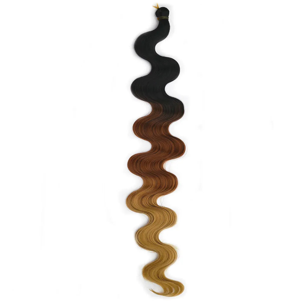 Wine red braided hair extension wig with big wave pattern, 24 inches long