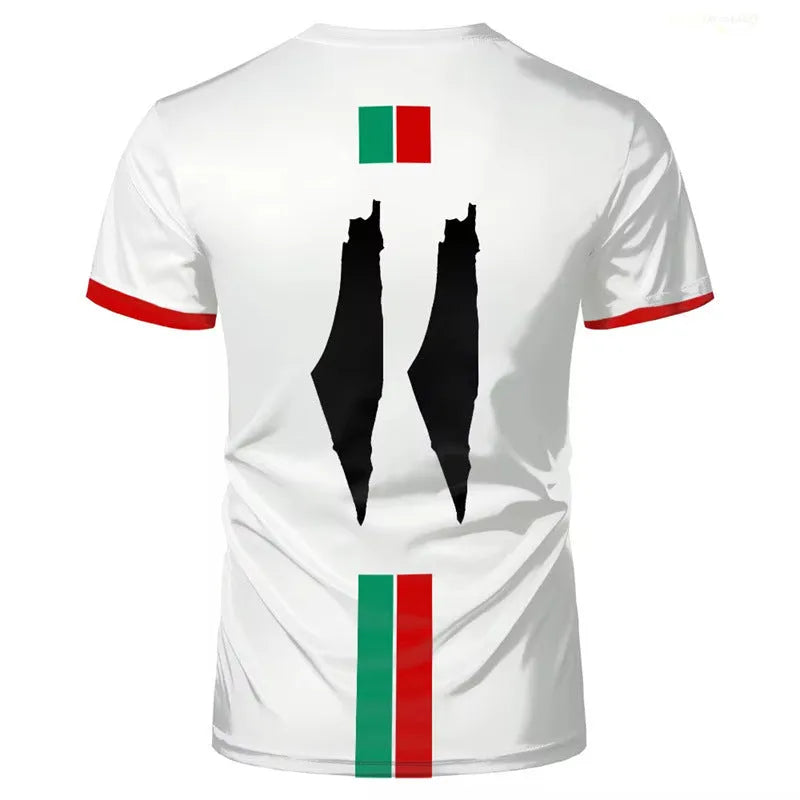 Football t-shirt with 3D printed pattern in spandex fabric available in black or white