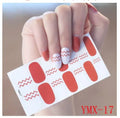 Full nail stickers set of 14 sheets showing 16 colour options in a flat lay arrangement