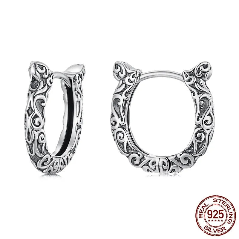 S925 sterling silver lucky horseshoe ear clip with grinding finish, U-shaped design, colour SCE1888, for women