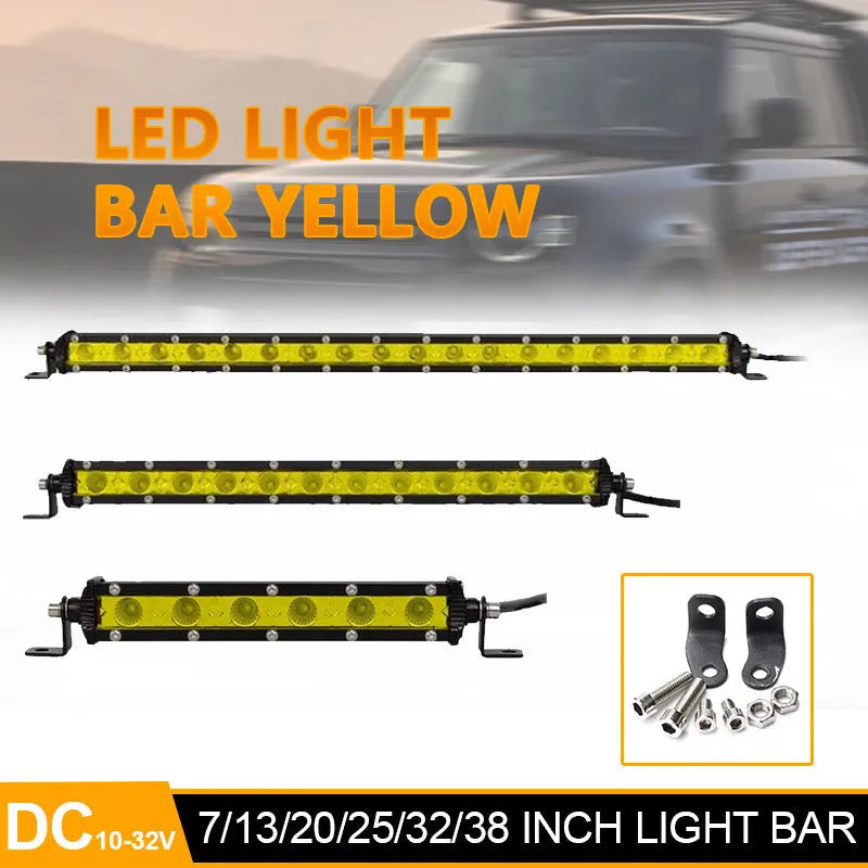 25 inch silver aluminium single row LED light bar with mounting brackets