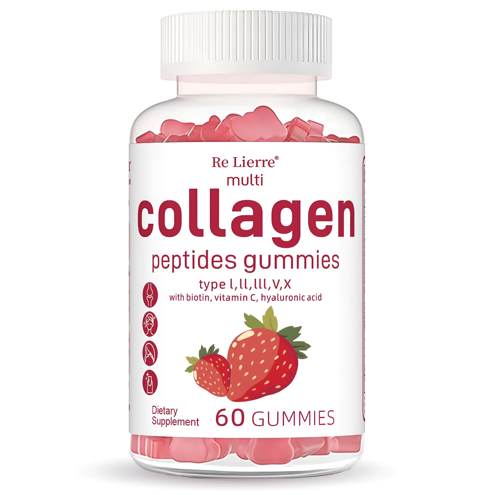 White Collagen Peptide Gummies dietary supplement for skin hair nails and joints