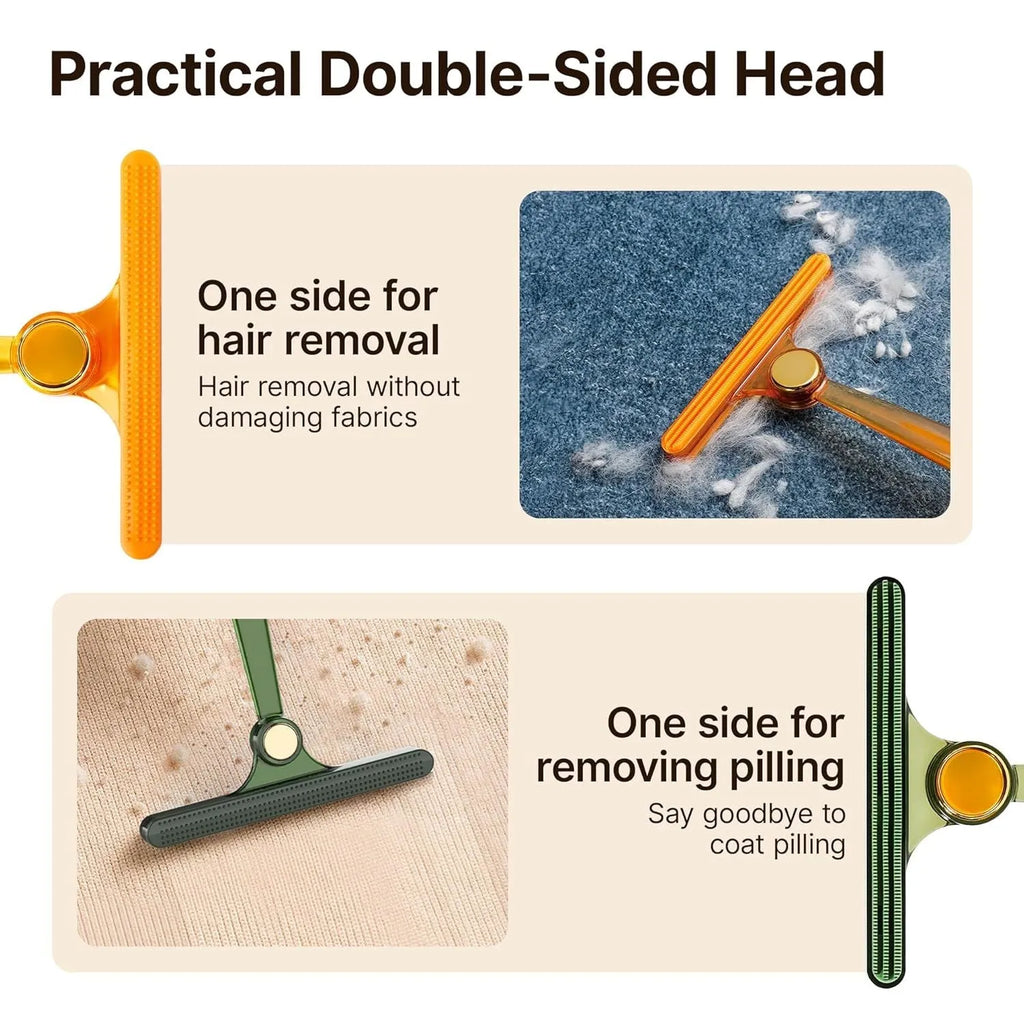 Manual fabric shaver with AS and TPE soft rubber body in transparent, green and yellow colours on white background