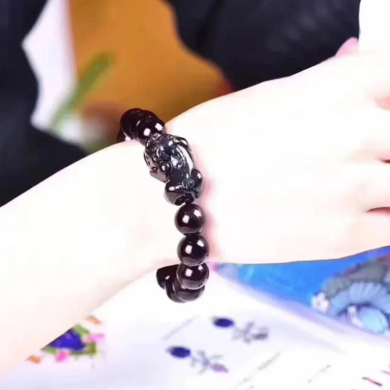 Natural ice colour obsidian crystal bracelet with polished beads in various size options