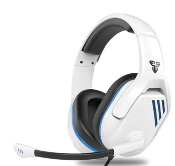 MH86 black wired gaming headset with microphone and braided cable on grey background