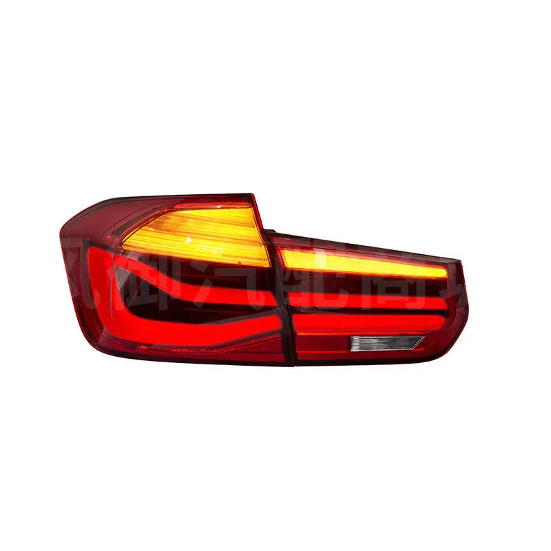 BMW 3 Series modified tail light assembly with streamer steering LED lights in red finish