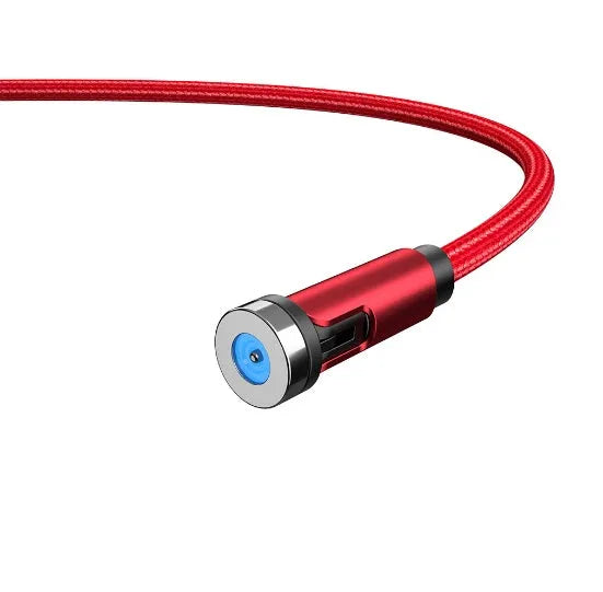 Essager rotating magnetic USB charging cable with blue LED light showing 540° rotation capability