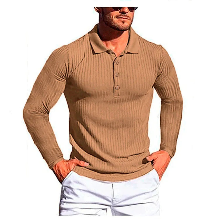 A striped, short sleeve, loose fit knit summer shirt on a hanger, available in multiple colours.