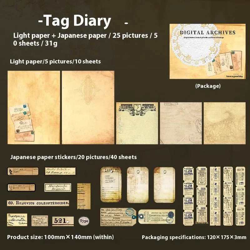 Retro style English letter notebook and decorative card set in a paper brick shape