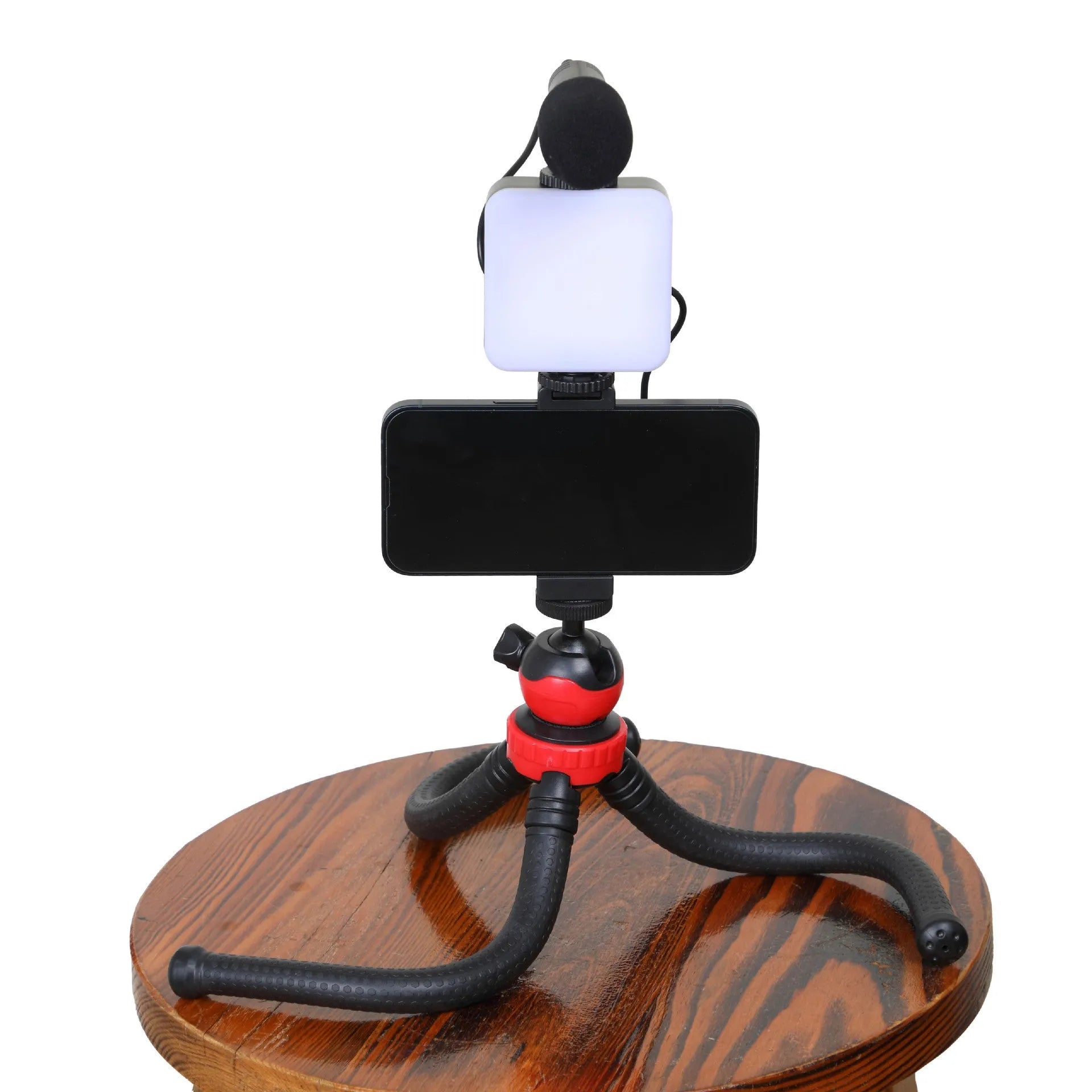 Universal LED mini square camera flash with rotatable head on a tripod stand.