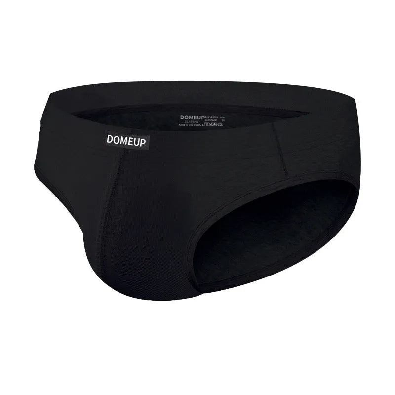Men's seamless low waist briefs in black, white, or pink with hip-lifting function