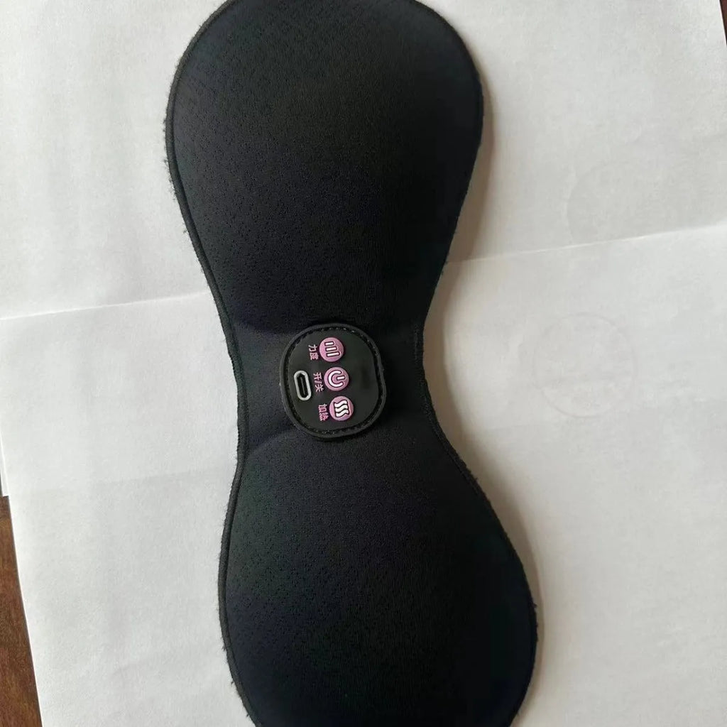 Black electric massage bra with chest paste and 3-key English control panel