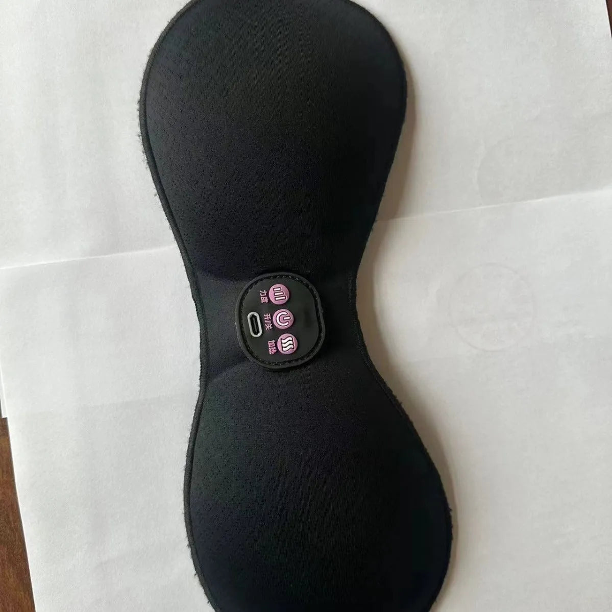 Black electric massage bra with chest paste and 3-key English control panel