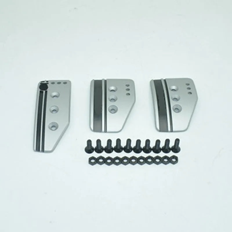Aluminium alloy manual transmission car pedal set showing brake, accelerator and clutch