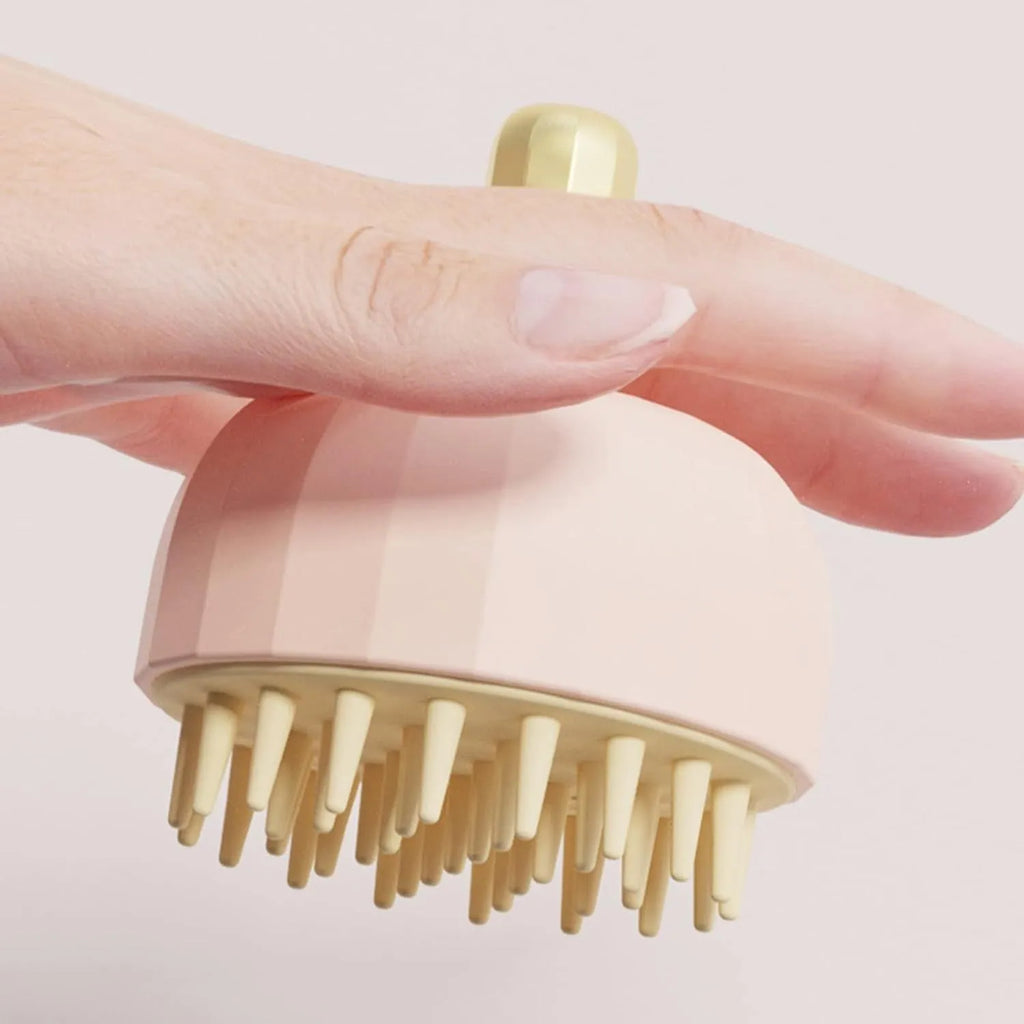 Green pink white pet shampoo massage brush with drain holes for dog and cat bath grooming