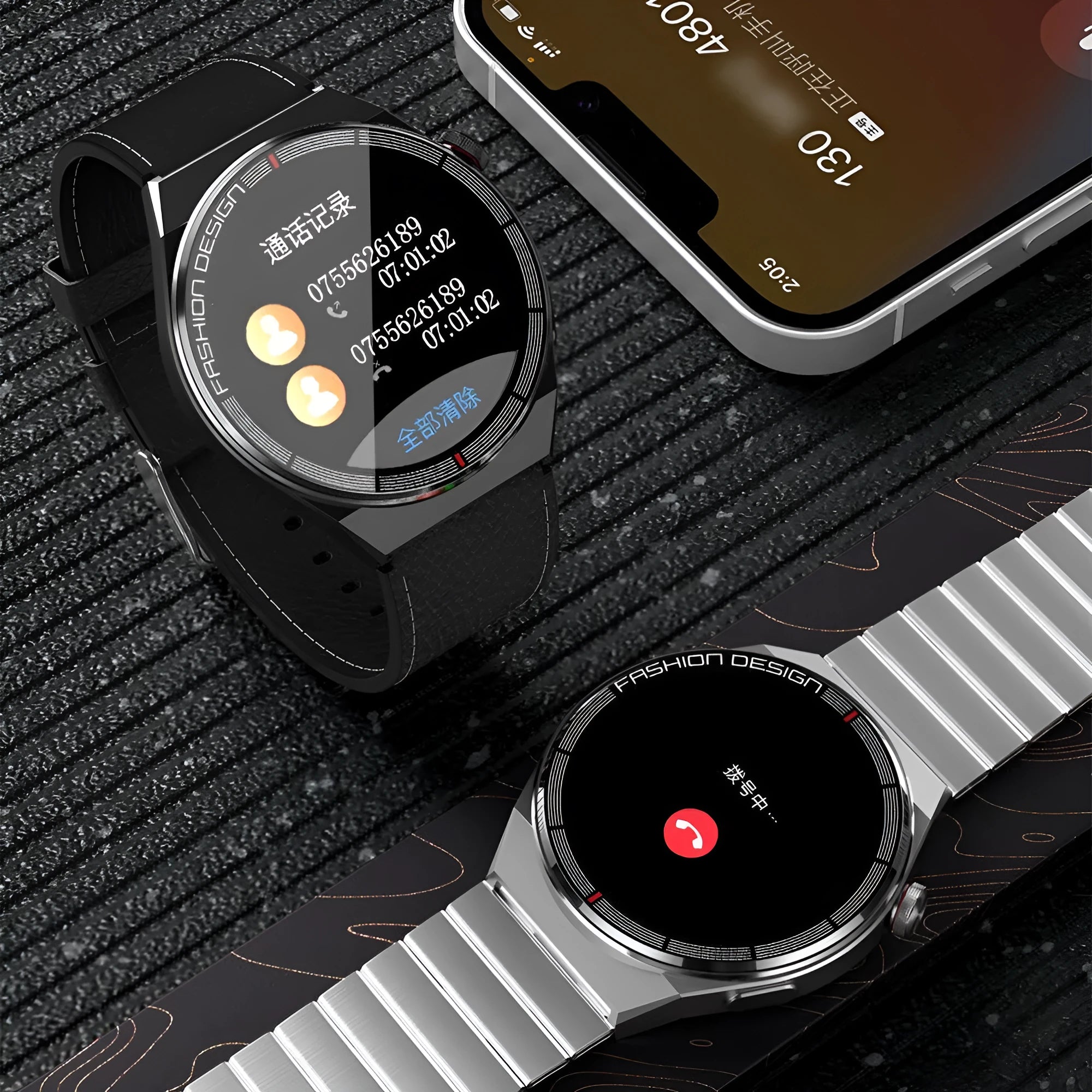 1.28-inch smartwatch showing health metrics on screen with silicone wrist strap