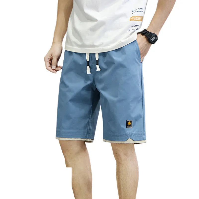 Korean style loose straight fit casual beach shorts in green colour