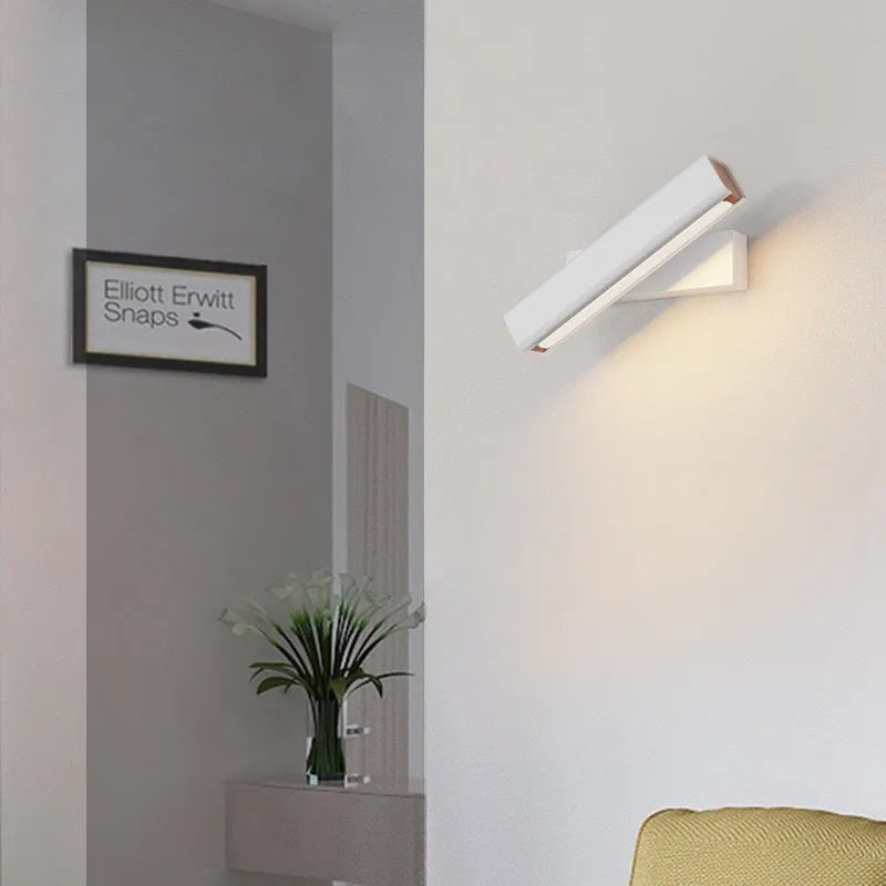 Modern minimalist rotating wall lamp with PC shade and iron body in black finish