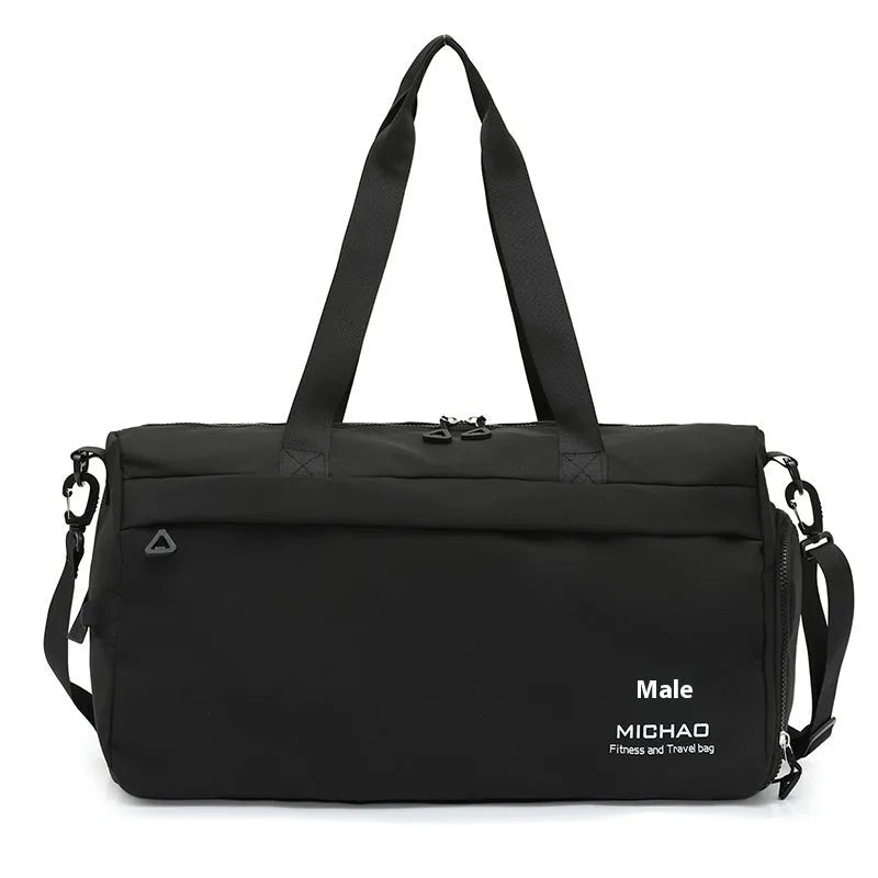 Fixed travel yoga bag in Oxford cloth, solid colour, with dry wet separation compartment and fixed mat strap.