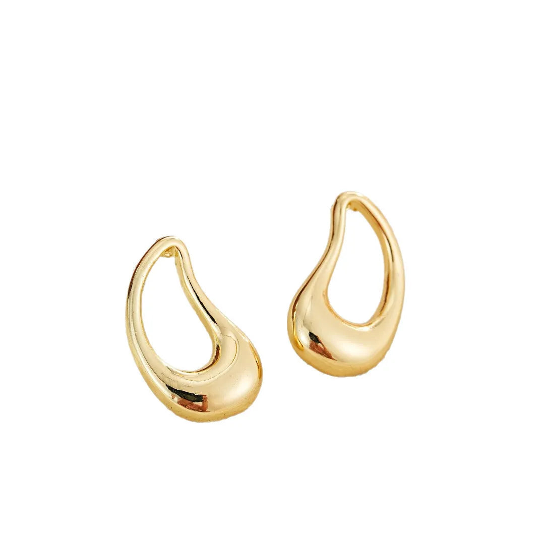 Ladies' geometric irregular light luxury retro niche earrings in gold-tone finish, set of four styles