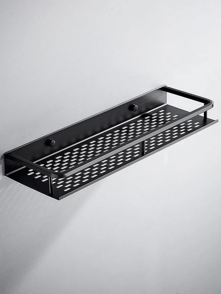 Modern 2-layer aluminium bathroom storage rack with 50kg capacity in a 60cm size option