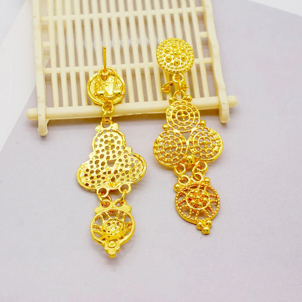 Golden tassel water wave chain necklace set with earrings bracelet ring for women