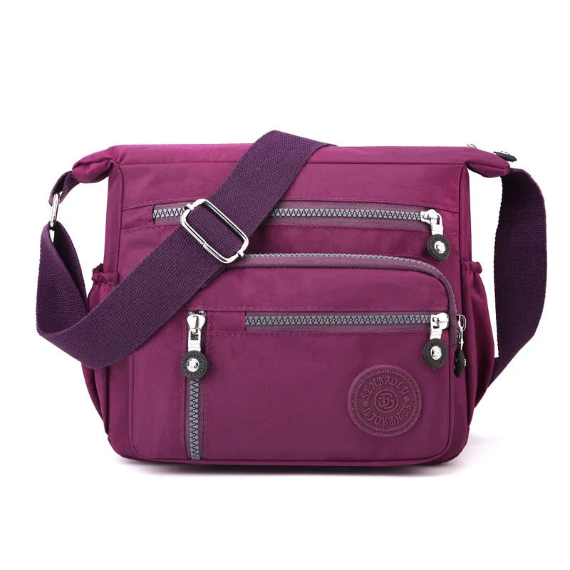 Nylon messenger shoulder bag in square vertical design with adjustable strap