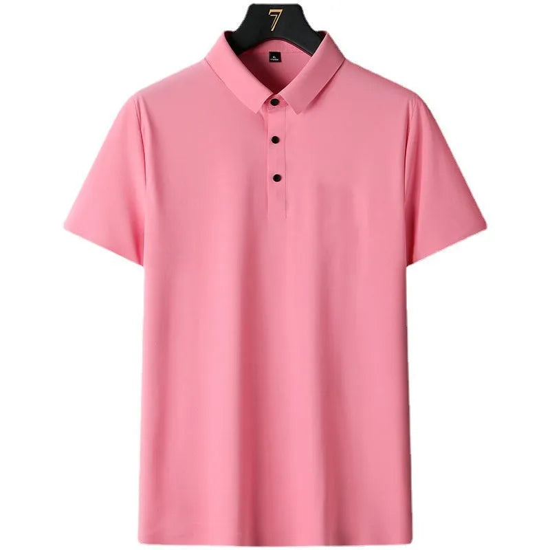 Men's non-ironing solid colour short sleeve business casual shirt in nylon fabric