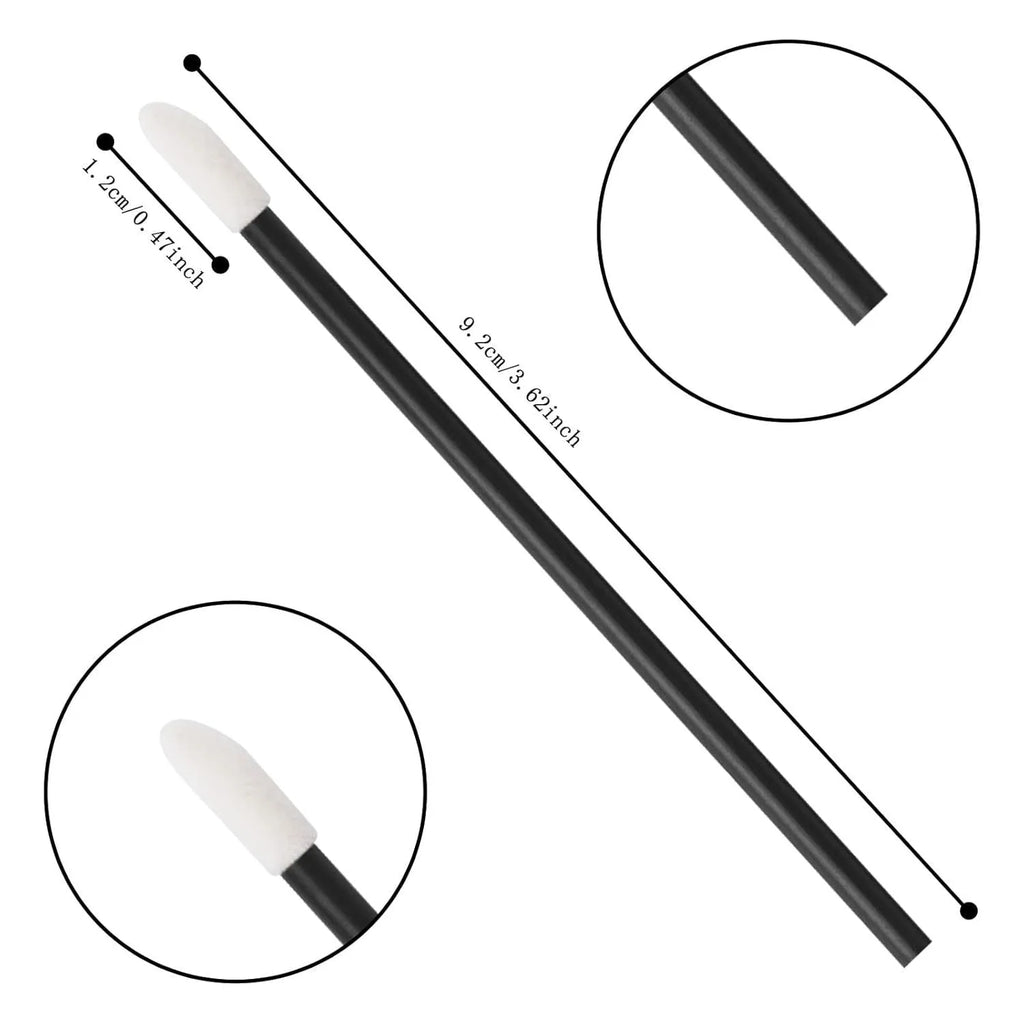 Pack of disposable lip brush applicators with coloured handles and flocked brush tips on a white background